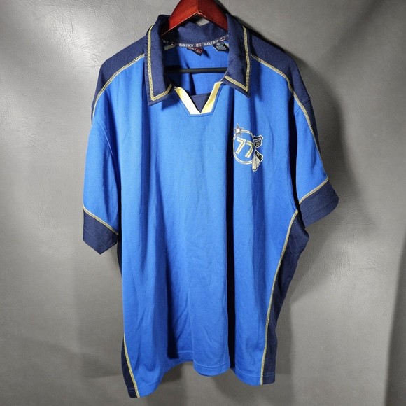 Vintage Bugle Boy Shirt Mens 3XL Blue Casual Y2K Bugle Boy Sport Rugby Polo Tee - Picture 1 of 12